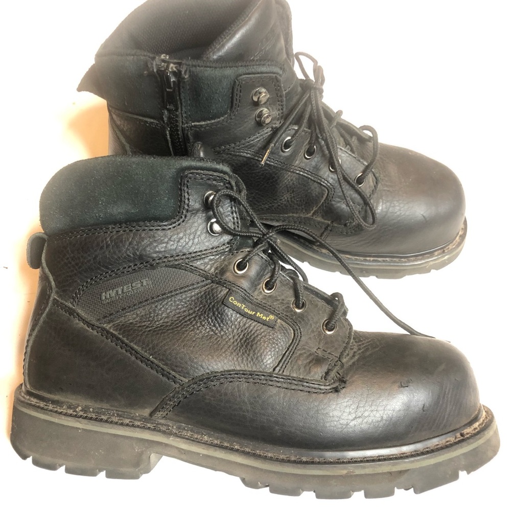 Hytest black leather 6” safety boots shoes